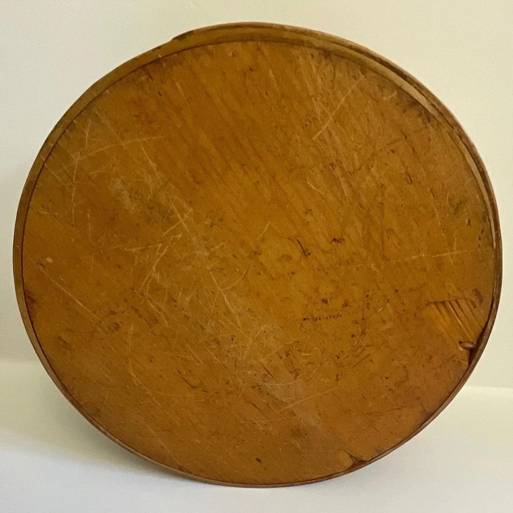 Antique Round Bentwood Wooden Pantry Box 1898 Handwritten Inscription 10 Inch